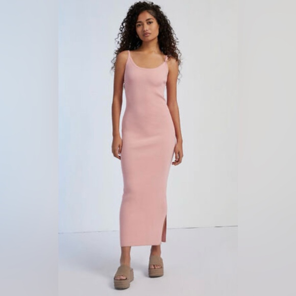 PacSun Dresses & Skirts - Rhythm Capri Ribbed Knit Midi Dress Pink – Size Large – Scoop Neck Tank Dress